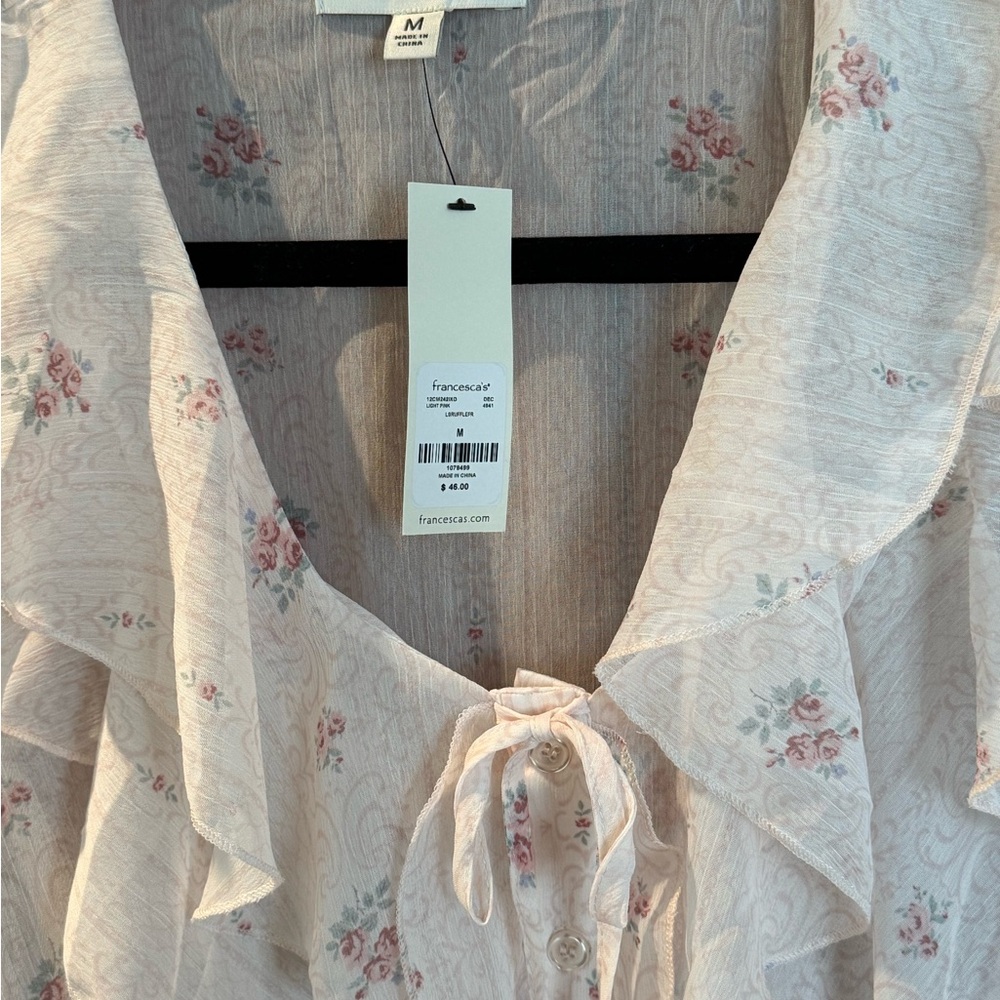 Francesca’s Rose Ruffle Blouse - Picture 2 of 4